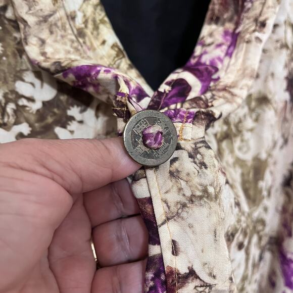 Vintage Lagenlook Boho Women Maxi Kimono Size O/S Tan Oversized Festival Hippie - Picture 4 of 10